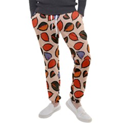 Orange Blue Leaves Pattern Men s Jogger Sweatpants by designsbymallika