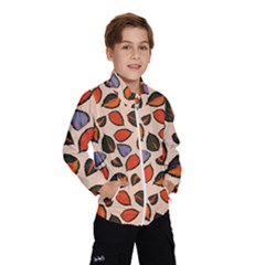 Orange Blue Leaves Pattern Kids  Windbreaker by designsbymallika