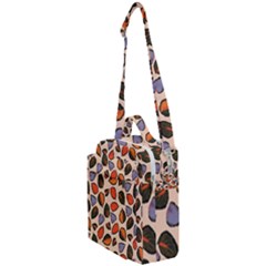 Orange Blue Leaves Pattern Crossbody Day Bag by designsbymallika