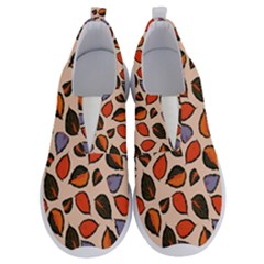 Orange Blue Leaves Pattern No Lace Lightweight Shoes by designsbymallika