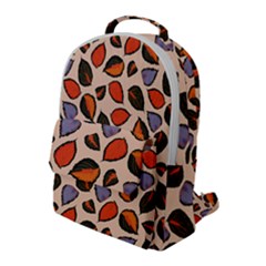 Orange Blue Leaves Pattern Flap Pocket Backpack (large) by designsbymallika