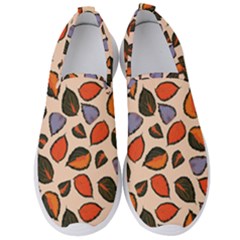 Orange Blue Leaves Pattern Men s Slip On Sneakers