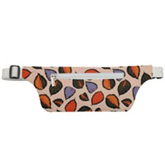 Orange Blue Leaves Pattern Active Waist Bag by designsbymallika