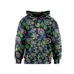 Paisley Green Print Kids  Pullover Hoodie by designsbymallika