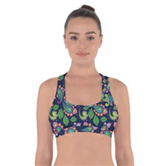 Paisley Green Print Cross Back Sports Bra by designsbymallika