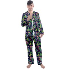 Paisley Green Print Men s Long Sleeve Satin Pajamas Set by designsbymallika