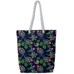 Paisley Green Print Full Print Rope Handle Tote (small)