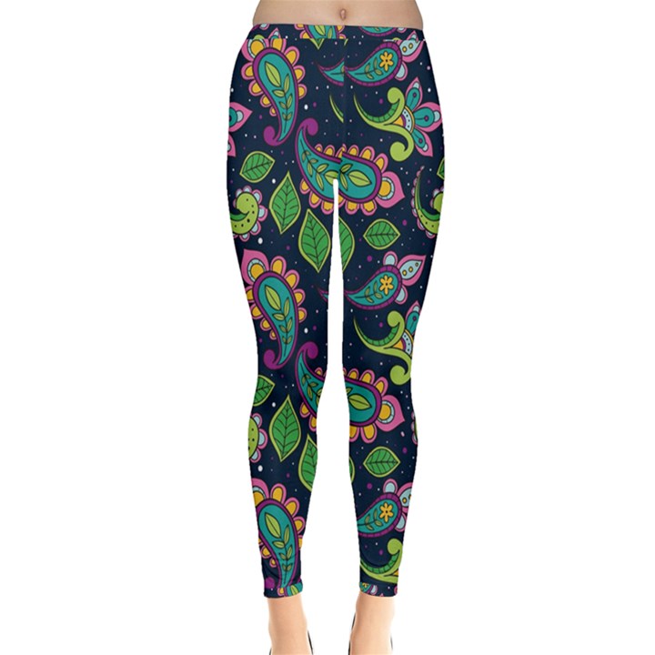 Paisley Green Print Inside Out Leggings