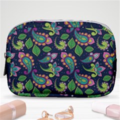 Paisley Green Print Make Up Pouch (small) by designsbymallika