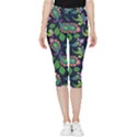 Paisley Green Print Inside Out Lightweight Velour Capri Leggings  View3