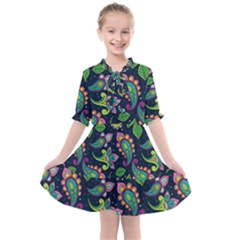 Paisley Green Print Kids  All Frills Chiffon Dress by designsbymallika