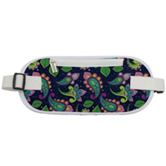 Paisley Green Print Rounded Waist Pouch by designsbymallika