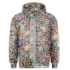 Mosaic Print Men s Zipper Hoodie by designsbymallika