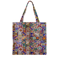 Mosaic Print Zipper Grocery Tote Bag by designsbymallika