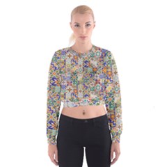 Mosaic Print Cropped Sweatshirt by designsbymallika