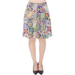 Mosaic Print Velvet High Waist Skirt by designsbymallika