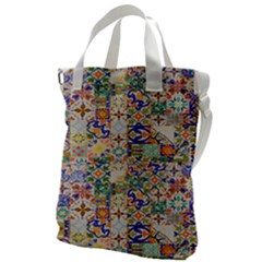 Mosaic Print Canvas Messenger Bag