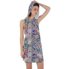 Mosaic Print Racer Back Hoodie Dress by designsbymallika