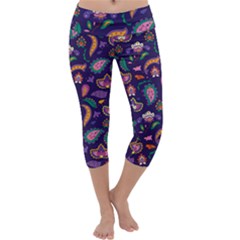 Paisley Print 2 Capri Yoga Leggings by designsbymallika