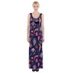 Paisley Print 2 Thigh Split Maxi Dress by designsbymallika