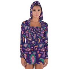 Paisley Print 2 Long Sleeve Hooded T-shirt by designsbymallika