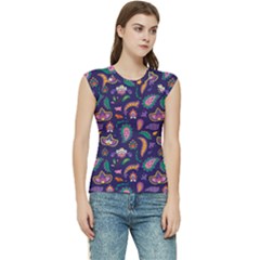 Paisley Print 2 Women s Raglan Cap Sleeve Tee