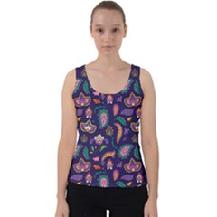 Paisley Print 2 Velvet Tank Top by designsbymallika