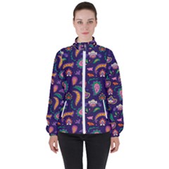 Paisley Print 2 Women s High Neck Windbreaker by designsbymallika