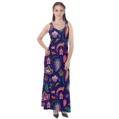 Paisley Print 2 Sleeveless Velour Maxi Dress by designsbymallika