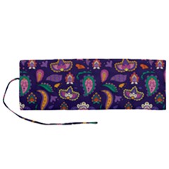 Paisley Print 2 Roll Up Canvas Pencil Holder (m) by designsbymallika