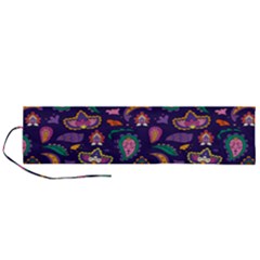 Paisley Print 2 Roll Up Canvas Pencil Holder (l) by designsbymallika