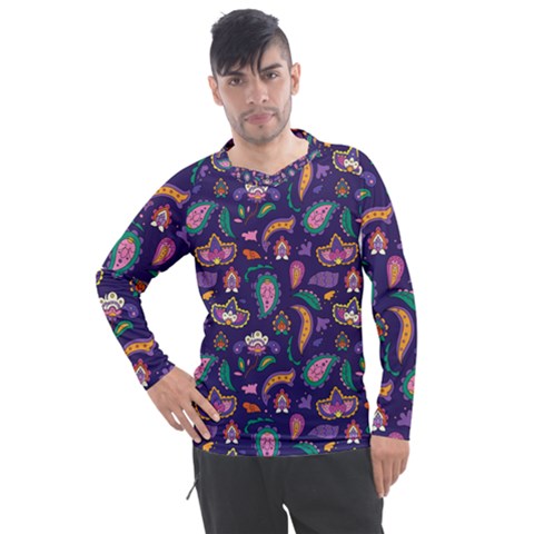 Paisley Print 2 Men s Pique Long Sleeve Tee by designsbymallika