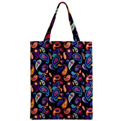 Paisley Baatik Purple Print Zipper Classic Tote Bag by designsbymallika