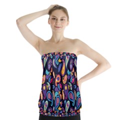 Paisley Baatik Purple Print Strapless Top by designsbymallika