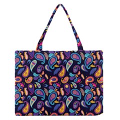 Paisley Baatik Purple Print Zipper Medium Tote Bag by designsbymallika