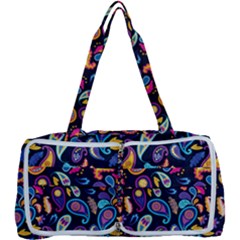 Paisley Baatik Purple Print Multi Function Bag by designsbymallika