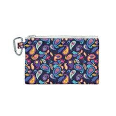 Paisley Baatik Purple Print Canvas Cosmetic Bag (small) by designsbymallika