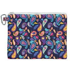 Paisley Baatik Purple Print Canvas Cosmetic Bag (xxl) by designsbymallika