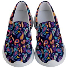 Paisley Baatik Purple Print Kids Lightweight Slip Ons by designsbymallika