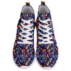 Paisley Baatik Purple Print Men s Lightweight High Top Sneakers by designsbymallika