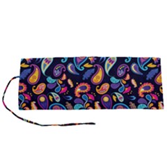 Paisley Baatik Purple Print Roll Up Canvas Pencil Holder (s) by designsbymallika