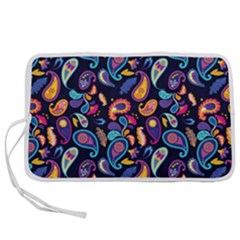 Paisley Baatik Purple Print Pen Storage Case (l) by designsbymallika