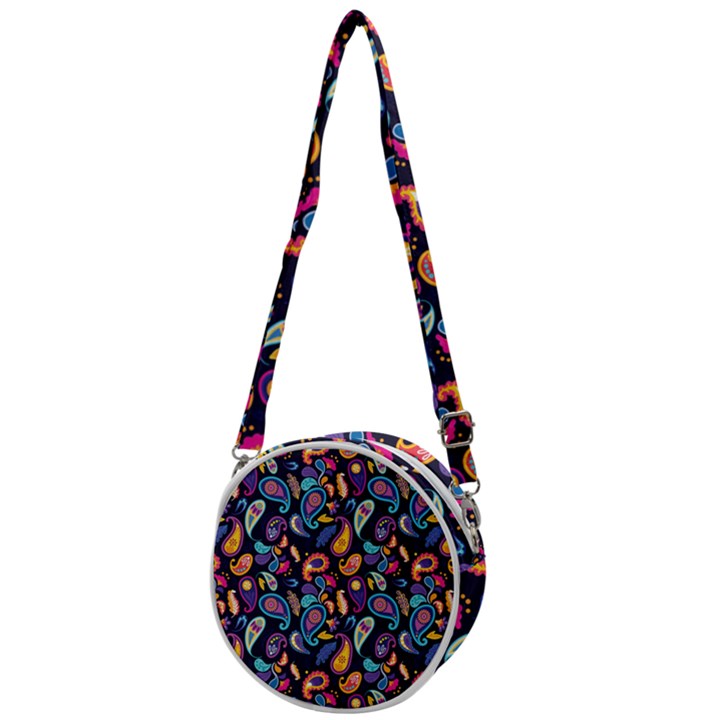 Paisley Baatik Purple Print Crossbody Circle Bag