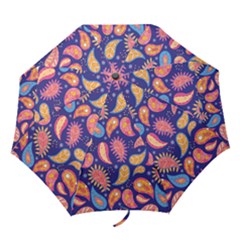 Blue Paisley Print 2 Folding Umbrellas by designsbymallika