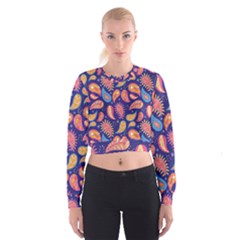 Blue Paisley Print 2 Cropped Sweatshirt by designsbymallika