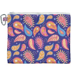 Blue Paisley Print 2 Canvas Cosmetic Bag (xxxl) by designsbymallika