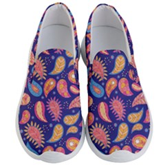 Blue Paisley Print 2 Men s Lightweight Slip Ons by designsbymallika