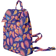 Blue Paisley Print 2 Buckle Everyday Backpack by designsbymallika