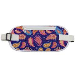 Blue Paisley Print 2 Rounded Waist Pouch by designsbymallika