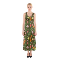 Tropical Fruits Love Sleeveless Maxi Dress by designsbymallika